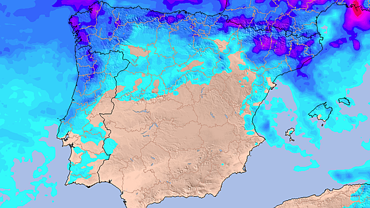 Mapa de precipitaciones del miércoles