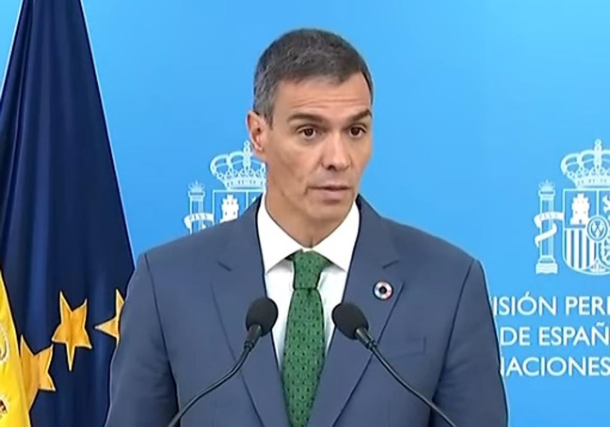 El presidente del Gobierno, Pedro Sánchez, durante la rueda de prensa