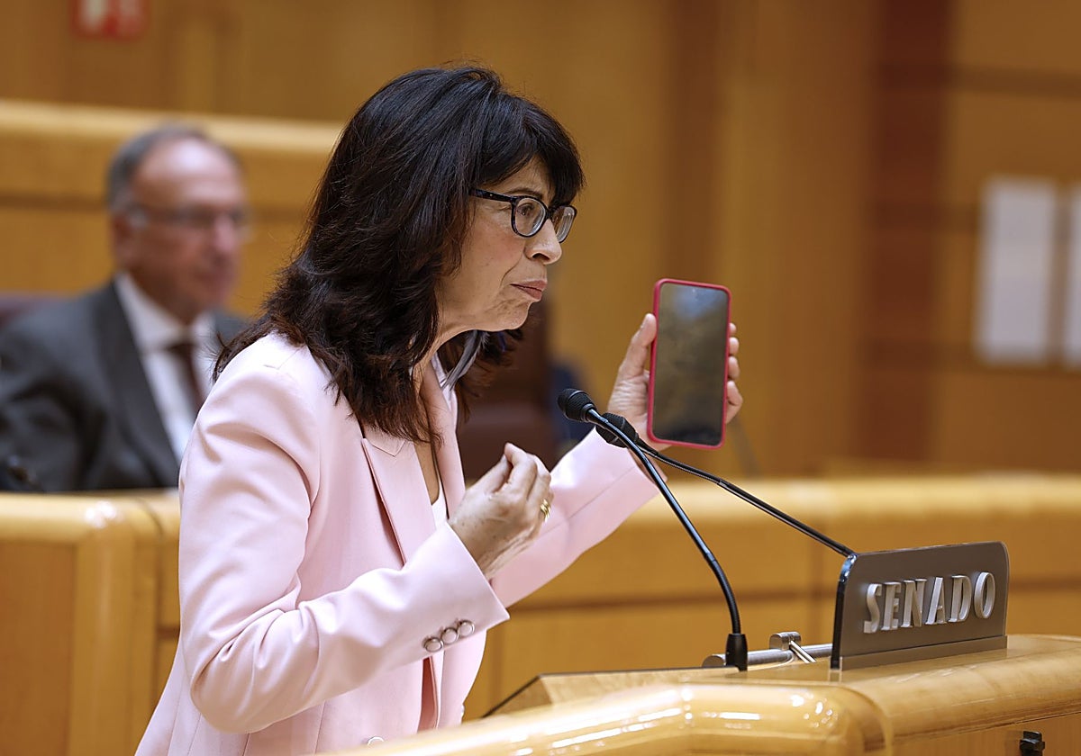 La ministra de Igualdad, Ana Redondo, interviene durante el pleno del Senado