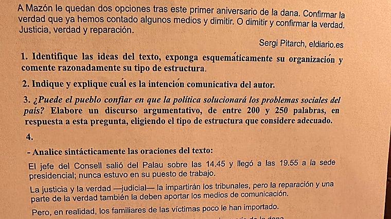 Las preguntas que planteaba la profesora de Lengua a sus alumnos de 2º de Bachillerato