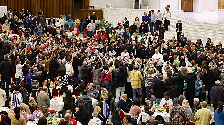 El Papa, durante un momento del almuerzo