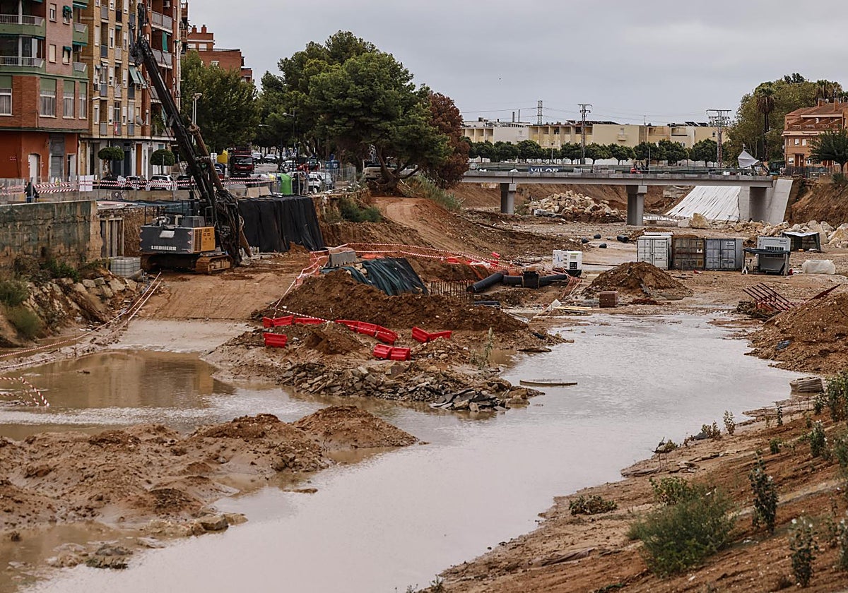 El barranco del Poyo a su paso por Paiporta, a 29 de septiembre de 2025