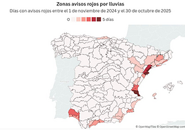 Los avisos por lluvias de la Aemet alcanzan una cifra récord un año después de la dana de Valencia