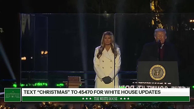 Trump y la primera dama encienden el árbol navideño de la Casa Blanca