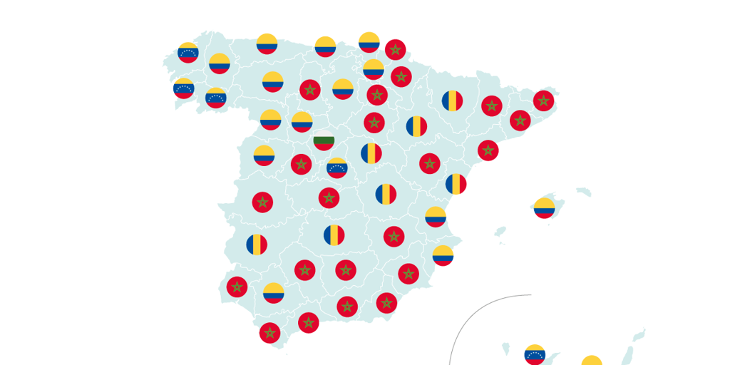 El nuevo mapa de la inmigración en 2025 en España, calle a calle