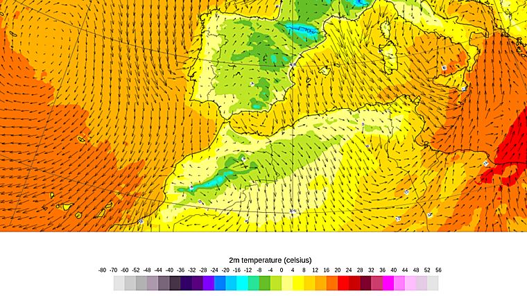 Previsión de temperaturas en la madrugada del martes al miércoles