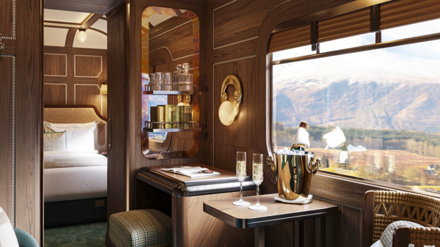 Imagen de una de las suites del tren Belmond  Royal Scotsman