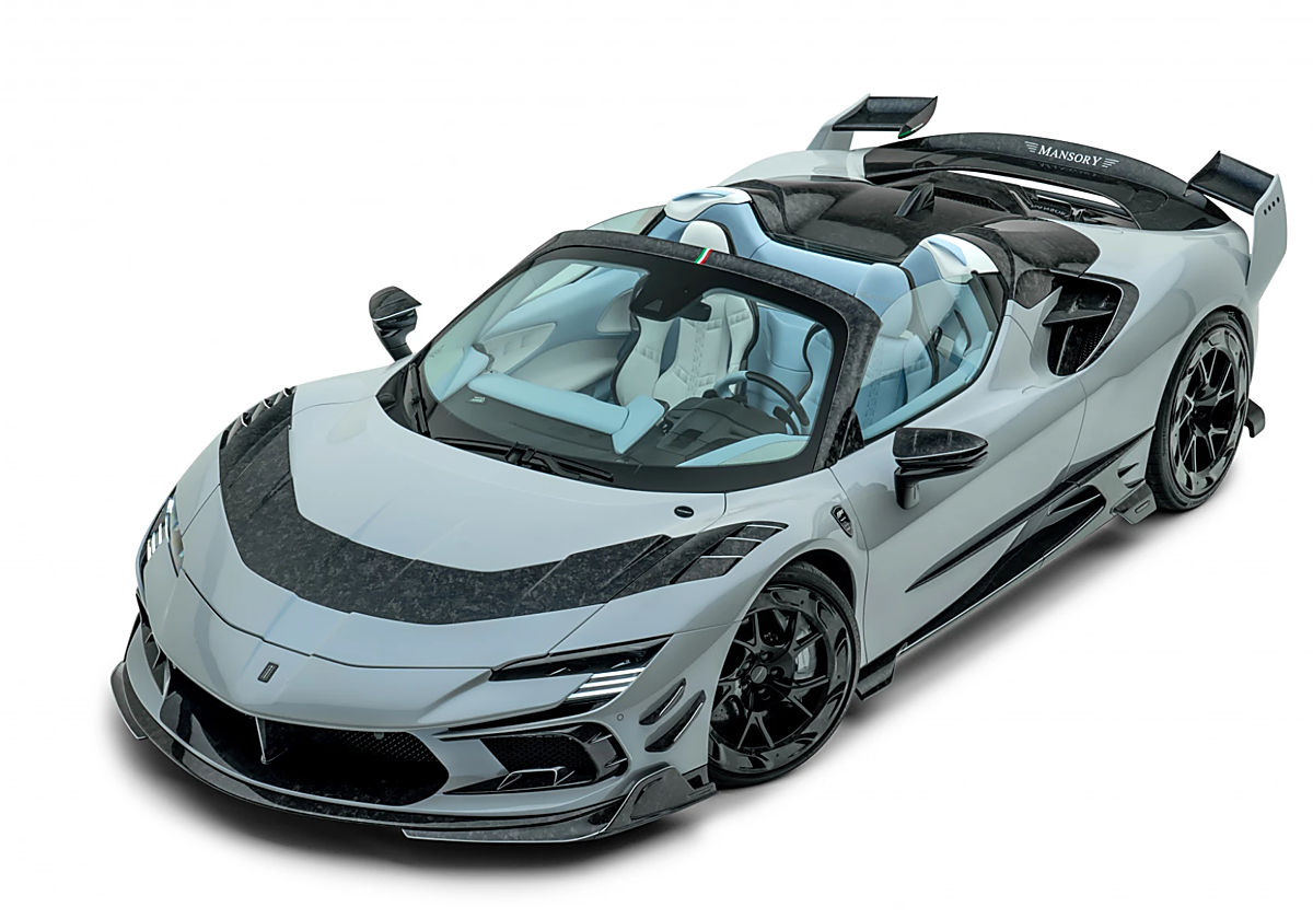 Así es el nuevo vehículo modificado de Mansory, el Ferrari F9XX Tempesta Celeste