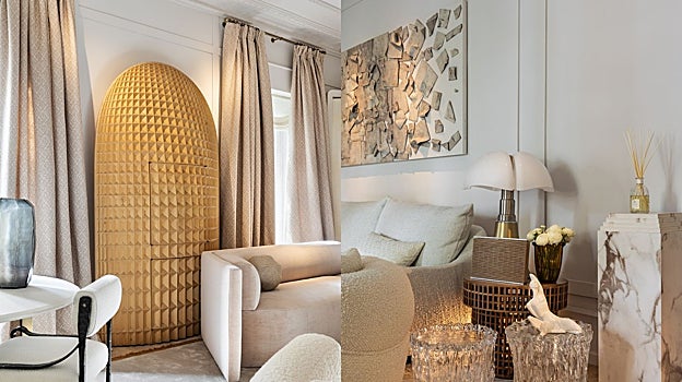 Izquierda: estructura de madera de Habito. Derecha: cuadro de Graziolino.