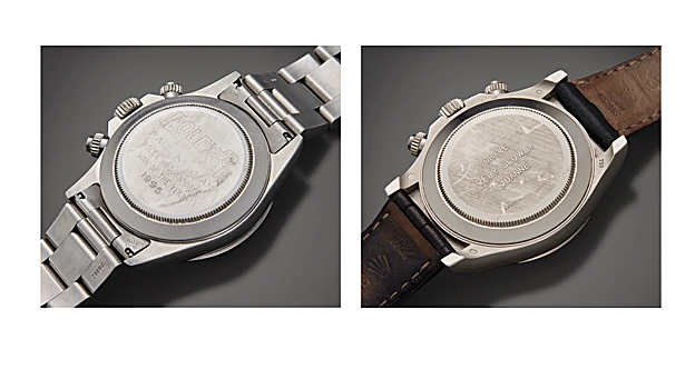 Ambos relojes llevan una inscripción en la parte trasera de la caja