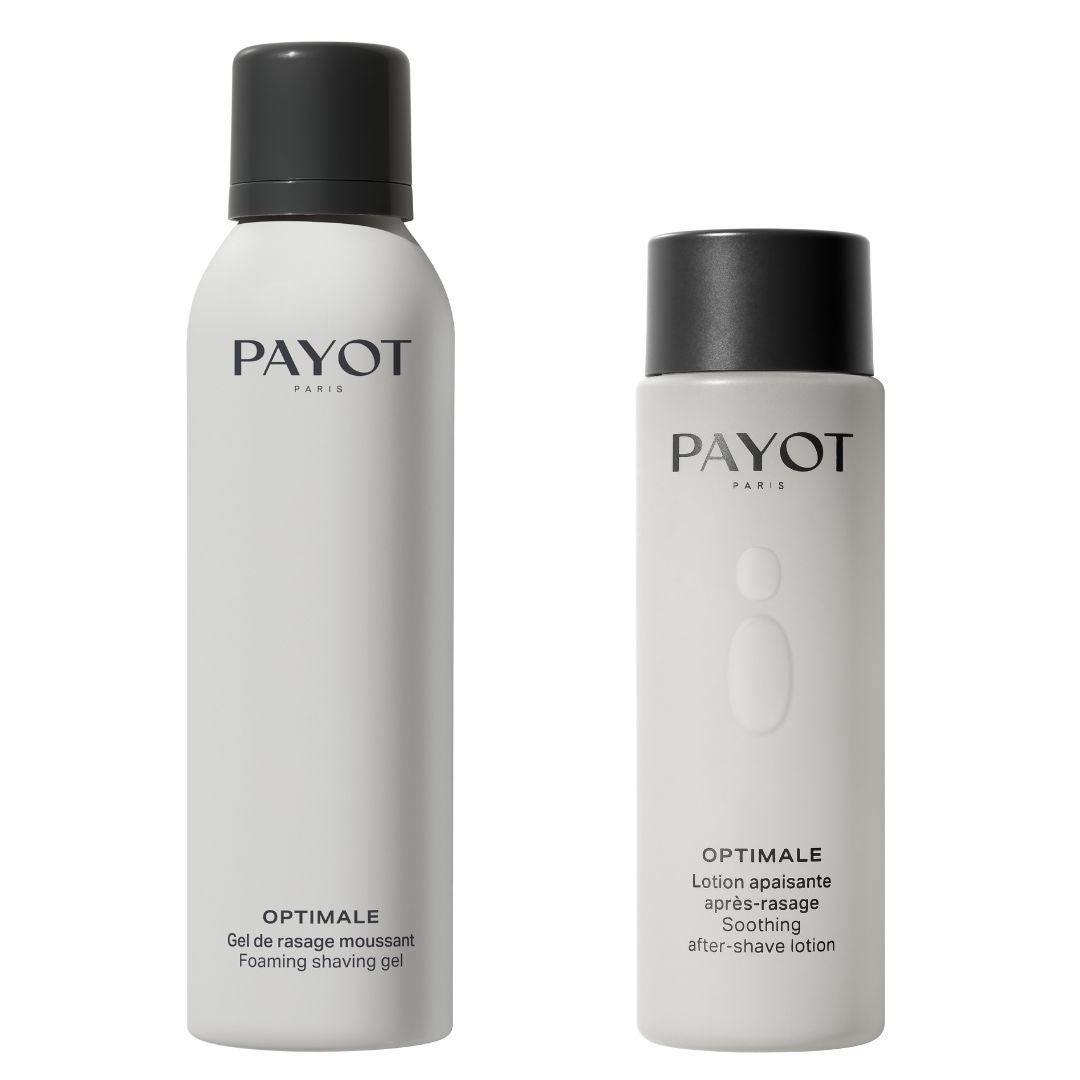 Set de afeitado de la gama Optimale de Payot (53 euros). Incluye gel de afeitado moussante de 150 ml con un 87% de ingredientes naturales y con raíz de regaliz, con propiedades antiinflamatorias, y la loción after shave de 100 ml que calma la piel, reduce las rojeces y los pelos enquistados.