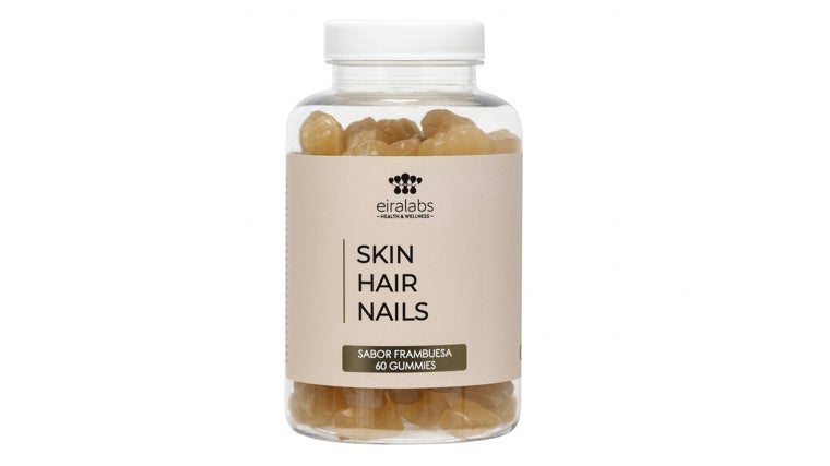Skin Hair Nails de Eiralabs (19,90 euros): contienen zinc, biotina, vitamina C y vitamina B6, y ayudan a mejorar la piel, el pelo y las uñas.