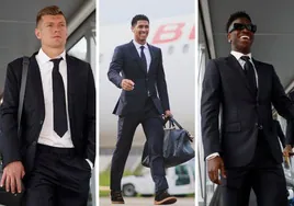 Toni Kroos, Jude Bellingham y Vinicius vestidos de Zegna en su llegada a Inglaterra para la final de Champions