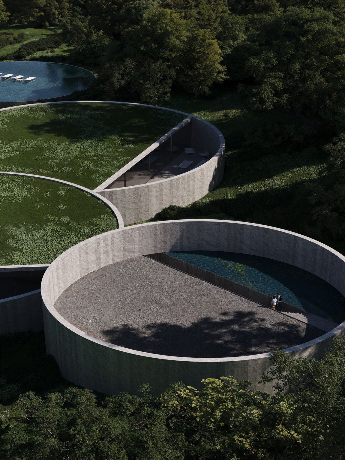 El concepto de 'Villas Zero', -al que pertenece Villa Noon-, se refiere a viviendas autosuficientes, tanto energética como hídricamente, gracias a un sistema integrado que recolecta agua pluvial para uso doméstico.