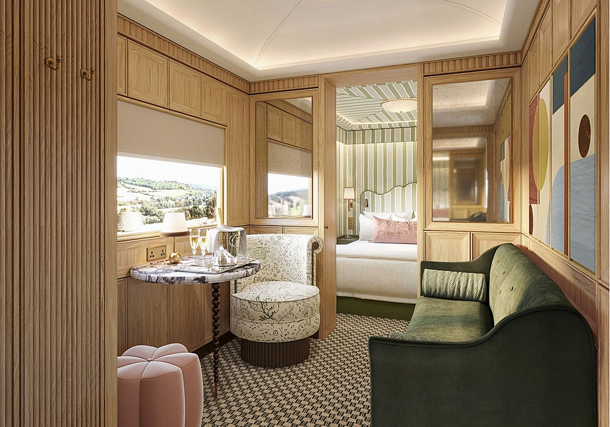 El interior de una de las suites del Britannic Explorer, A Belmond Train