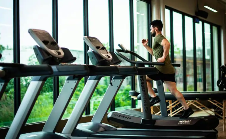 Running on a treadmill