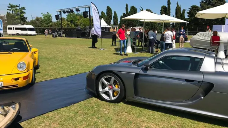 Some of his Porsches on display