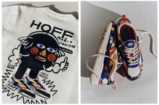 Moda con arte. La marca española de sneakers HOFF se une al artista italiano Marco Oggian para lanzar una colección edición limitada que celebra la creatividad. La colección cuenta con dos modelos diferentes de sneakers y una camiseta que hará las delicias de los padres más artísticos. Las piezas están disponibles en la web de la marca y en tiendas físicas desde el 6 de marzo con un precio de 125 euros las sneakers y 60 euros la camiseta.