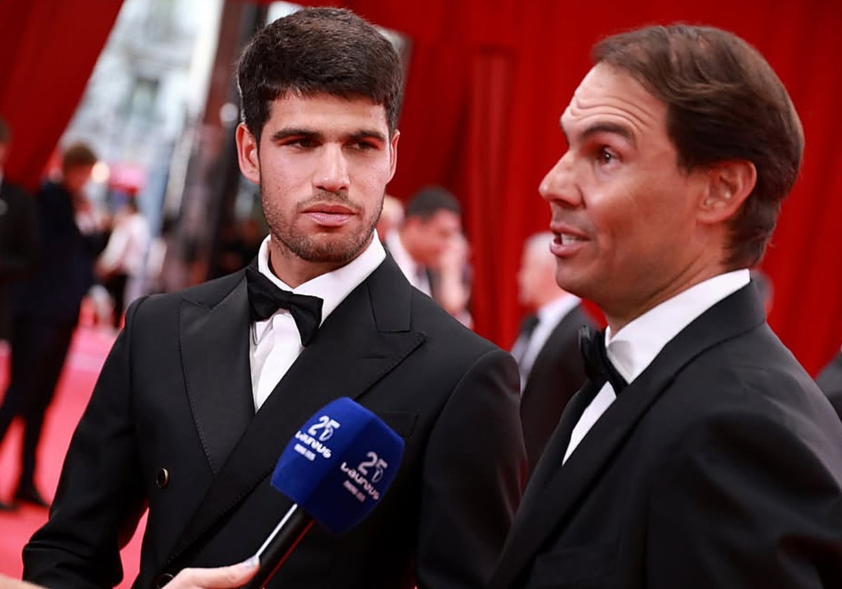 Rafa Nadal y Carlos Alcaraz enlos Premios Laureus 2025.