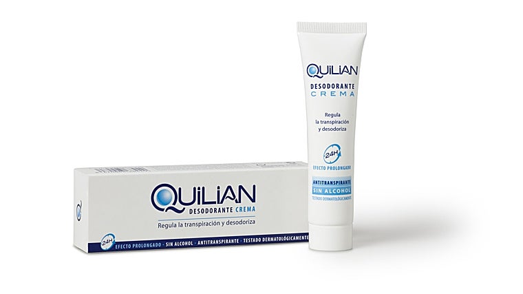 Quilian Desodorante en Crema de Laboratorios Viña, doble acción regula la transpiración corporal y evita la descomposición del sudor. Formulado con cera de abejas, sin alcohol (10,50 euros).