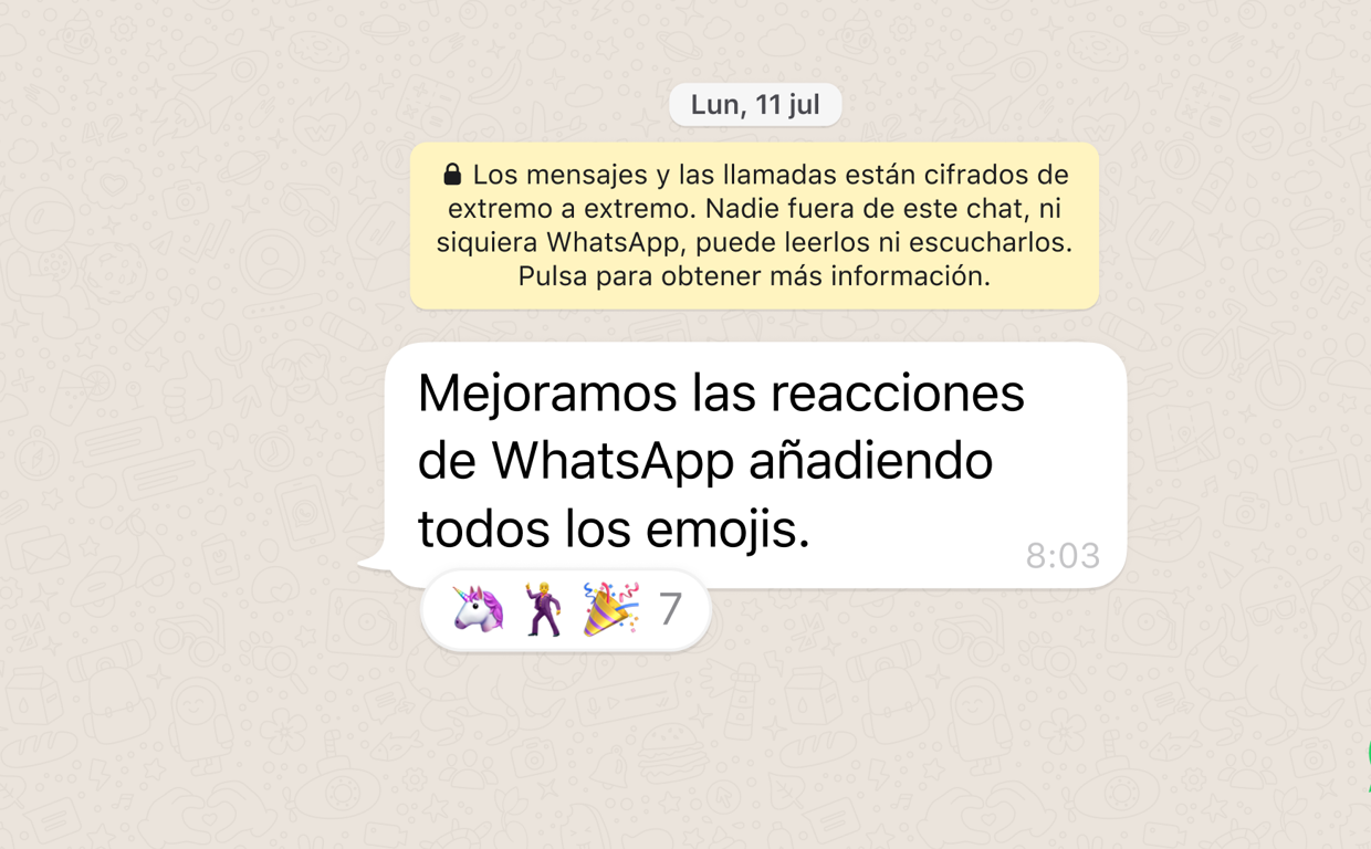 WhatsApp now lets you react to messages with any emoji