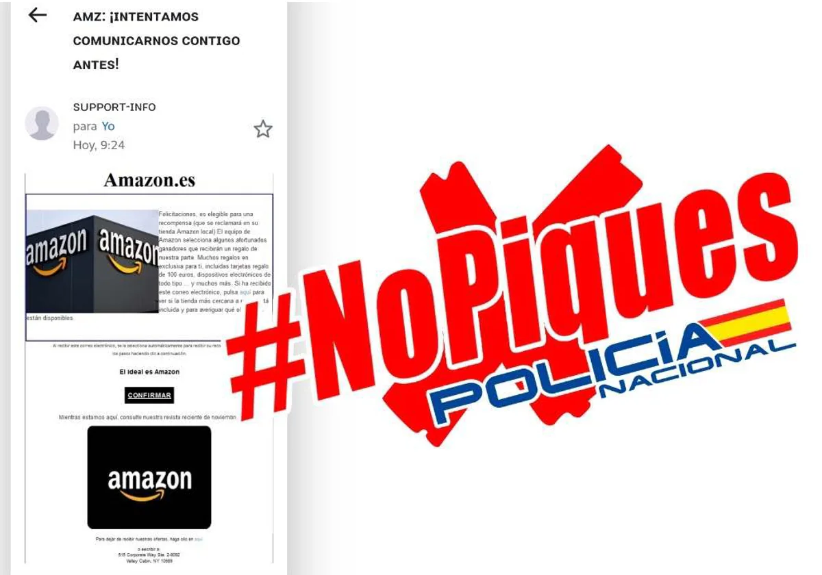 Imagen difundida por la Policía Nacional sobre la alerta de phishing