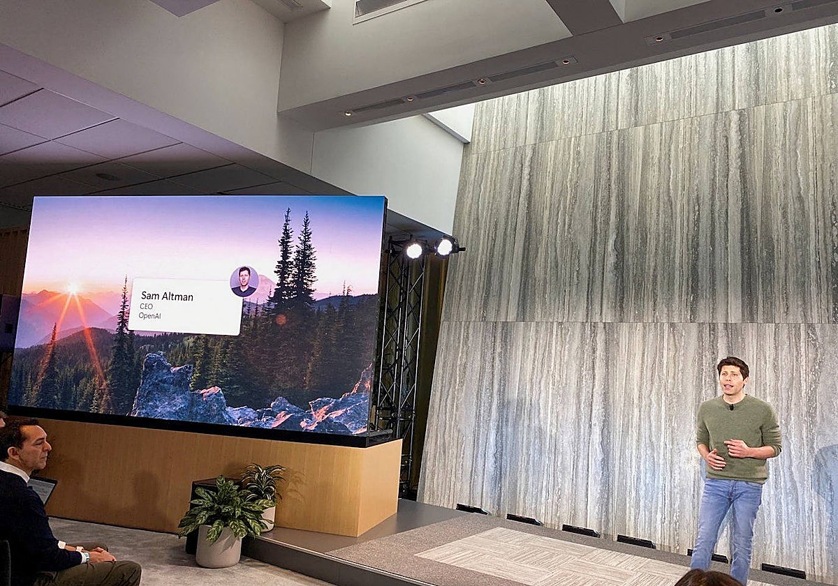 Sam Altman, CEO de OpenAI, en la presentación en la sede de Microsoft