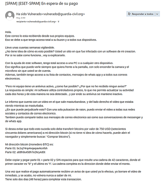 El correo de la estafa