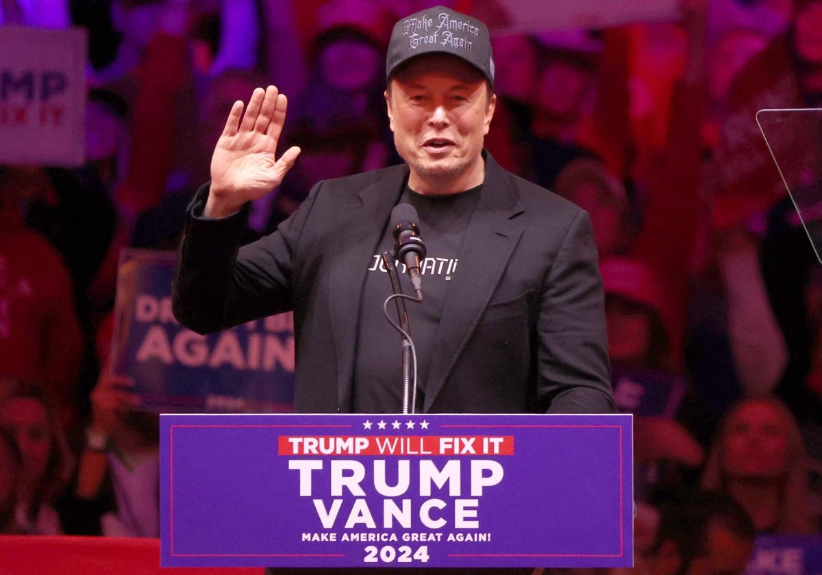 Elon Musk durante un mitin de la campaña de Trump celebrado en Nueva York