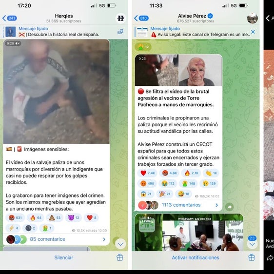 Alvise, neonazis y prorrusos: los ultras explotan Telegram para viralizar los bulos sobre Torre Pacheco
