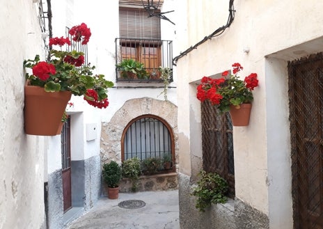 Imagen secundaria 1 - Las calles estrechas, las flores, los arcos sobre las casas encaladas y la iglesia de Nuestra Señora de la Asunción forman parte de cualquier recorrido por Letur, que, en verano, debe dejar tiempo para un baño en sus conocidas piscinas naturales. En la imagen, el Charco Pataco, nacimiento de agua que se une al arroyo de Letur, situado en la ruta circular del camino de Los Cantalares.