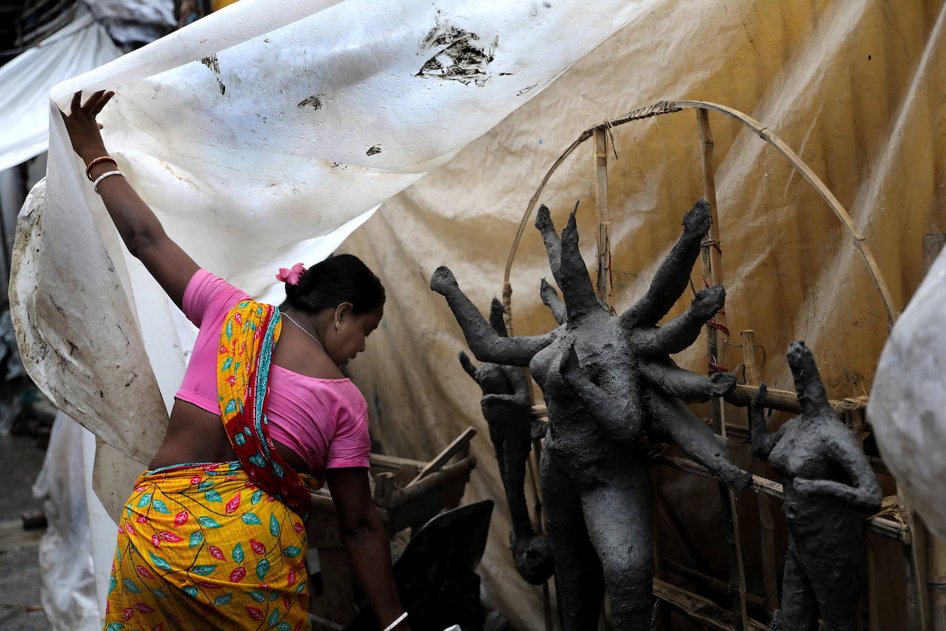 Preparativos del Durga Puya en Calcuta