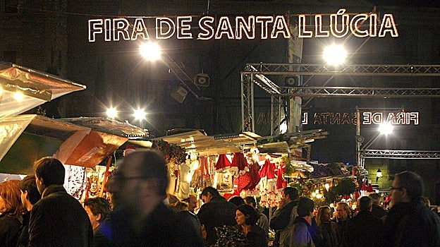 Imagen de la Fira de Santa Llúcia, en Barcelona