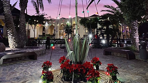 Decoración navideña en el camping