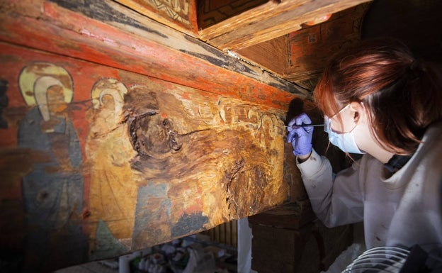 Restos de pintura del siglo XV encontrados en la Ermita de Santa María La Antigua