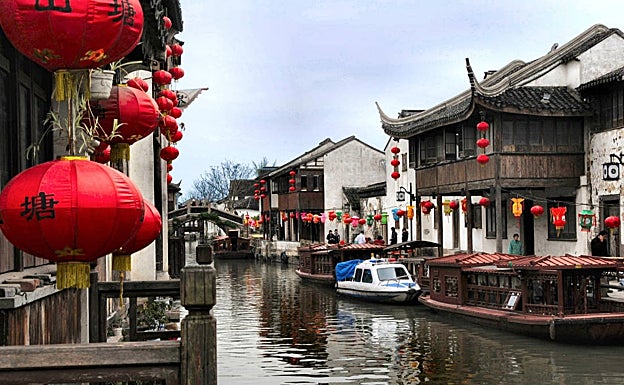 El Gran Canal cerca de Suzhou.