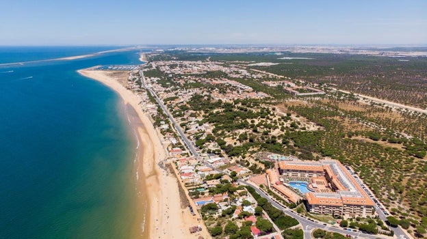 Vista aérea de la playa de Mazagón