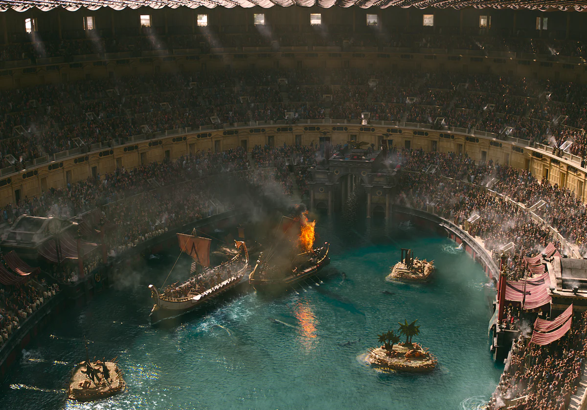 Recreación del Coliseo de Roma en la película Gladiator II de Ridley Scott