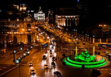 Imagen de la Cibeles teñida de verde por San Patricio