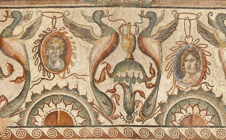 Main image - Detail of one of the mosaics that can be seen by visitors to the site