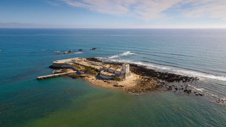 Imagen aérea del castillo de Sancti Petri