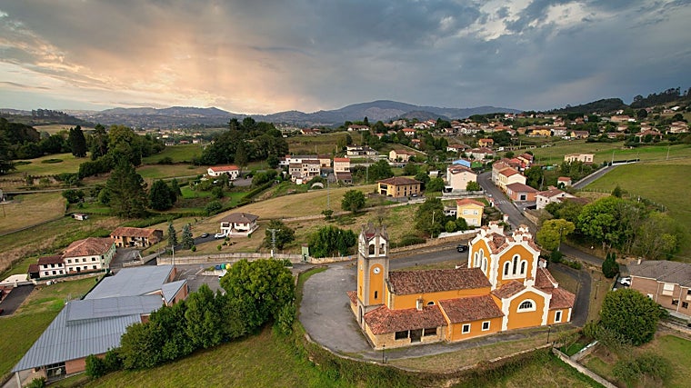 Vista aérea de Valdesoto, Premio al Pueblo Ejemplar de Asturias