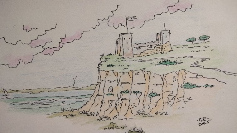 Recreación del castillo de los Pérez de Guzmán, señores de Huelva, en el cabezo de San Pedro