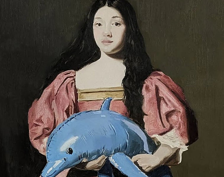 Imagen principal - Algunos de los cuadros más recientes de la pintora de Huelva