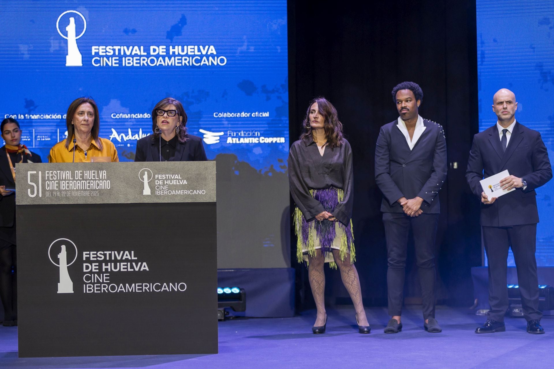 Así lucieron los premiados en la gala de clausura del 51 Festival de Cine Iberoamericano de Huelva
