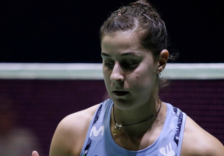 Carolina Marín pensativa durante su encuentro de semifinales