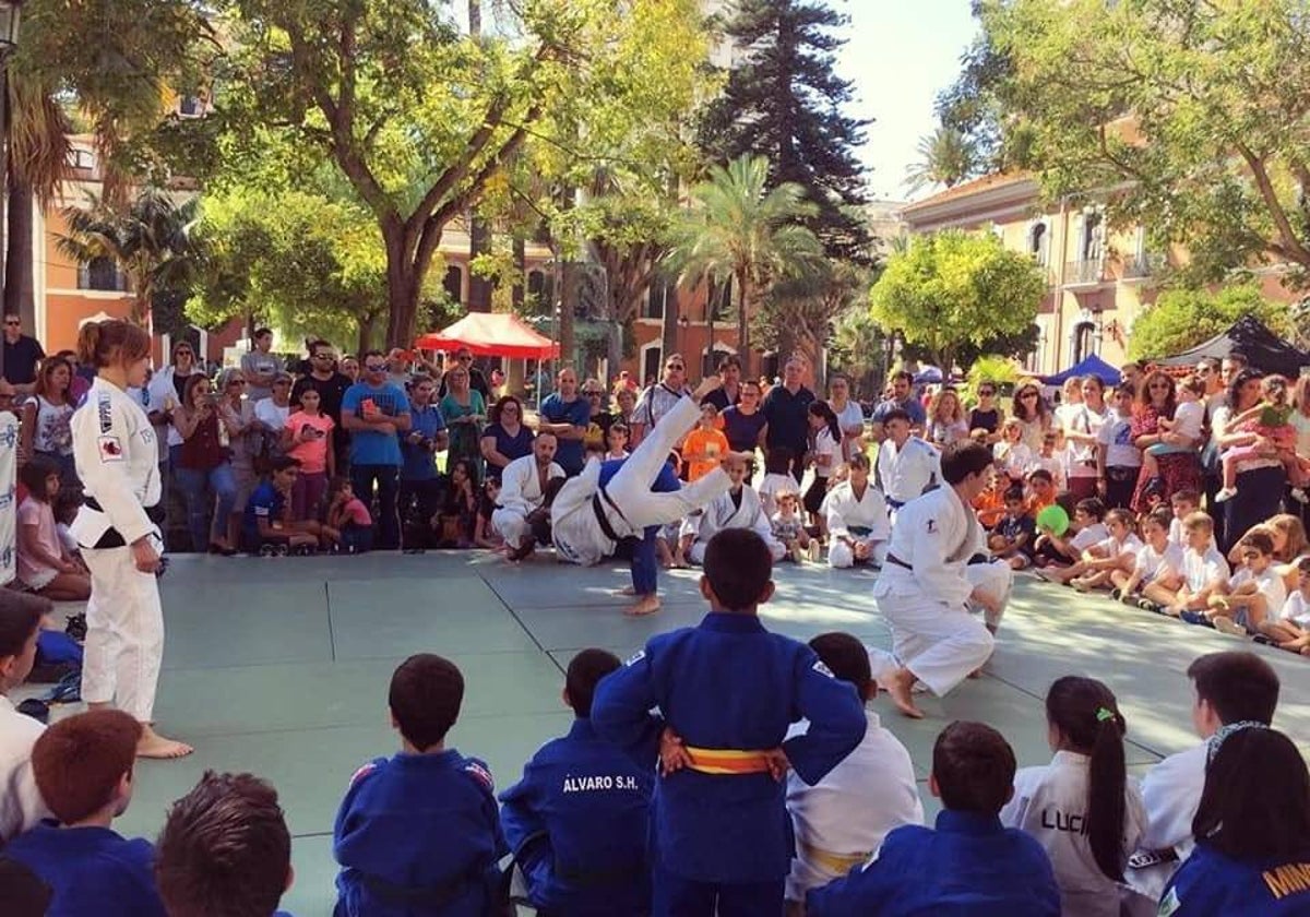 Una exhibición de los judokas del Huelva TSV en la Casa Colón