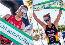 La 'onubense' Sandra Schenkel y Sergio Ortiz, campeones de Andalucía de Triatlón en Punta Umbría