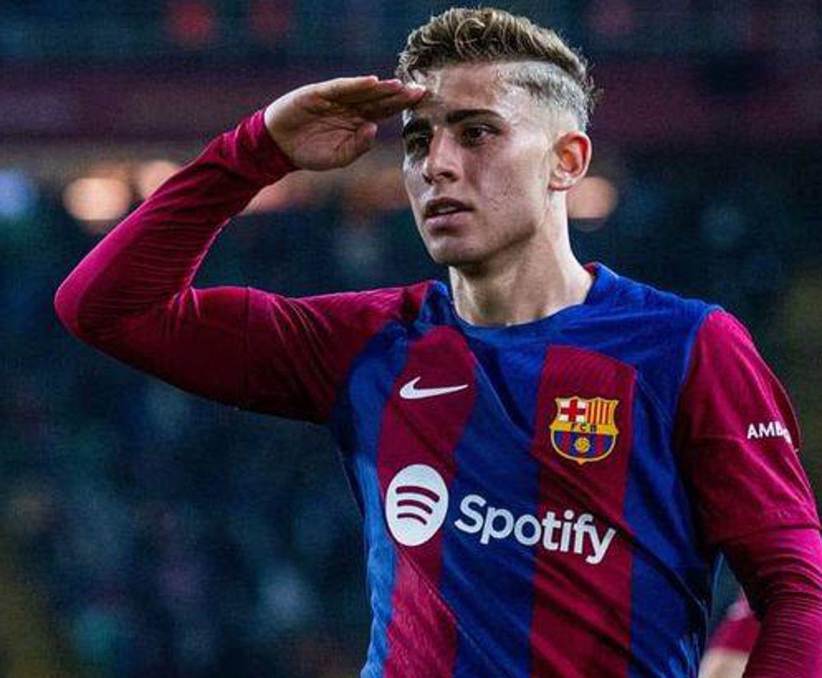 Fermín Lopez celebrando su último gol con el Barcelona ante el Valencia