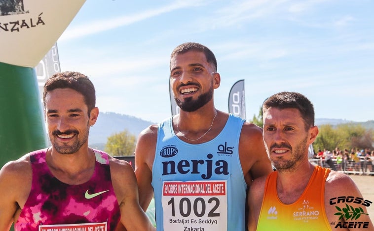 Imagen principal - Victoria de Zakaria Boufaljat en el Cross del Aceite y segundo puesto de María Forero en el 10k de León